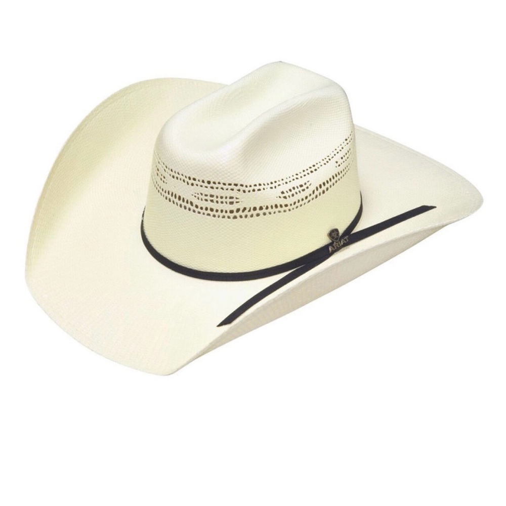 Ariat Natural Straw Cowboy Hat with Black Trim